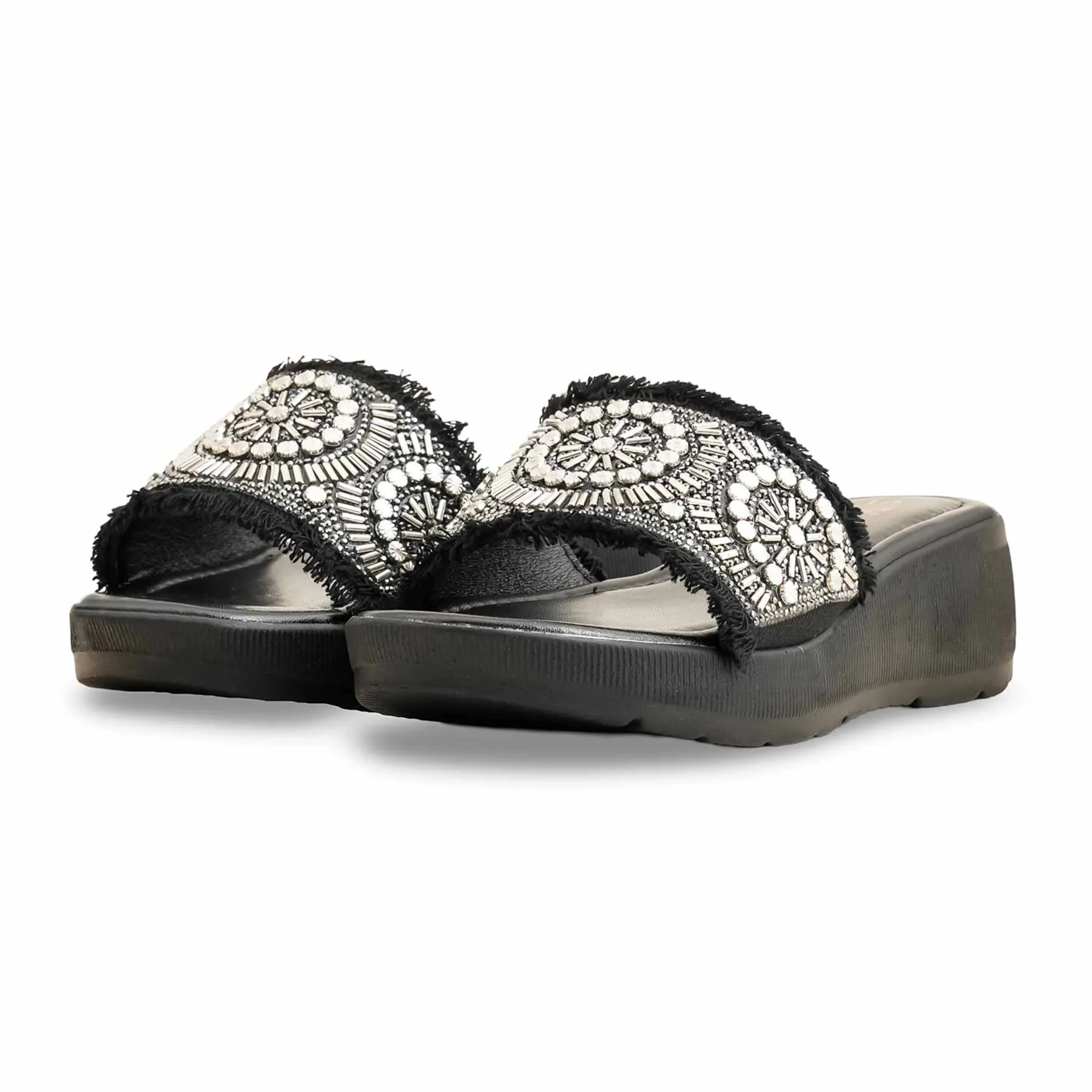 Black Formal Slipper For Ladies PU0577