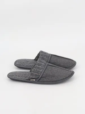 Fuzzy Clog Slippers Men's Striped Slippers,Grey