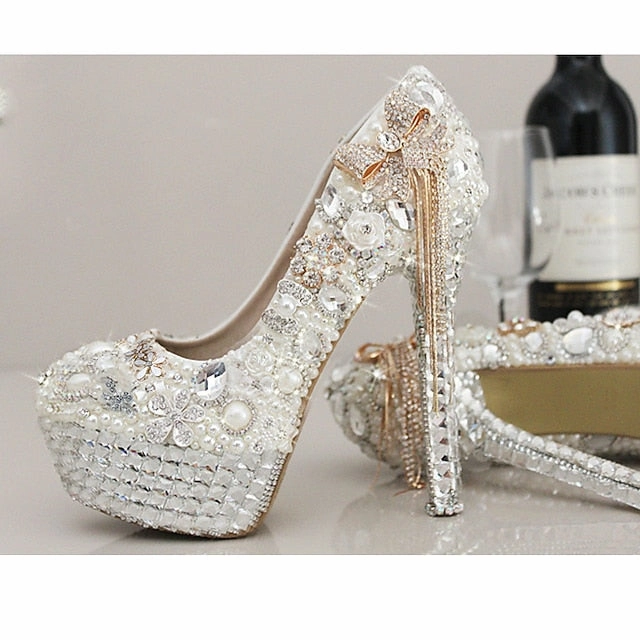 Rhinestone Platform Women's Pearl White and Embellished New Balance Factory Outlet Locations