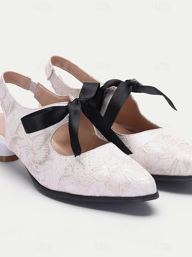 Slingback - Lace with Vintage Bow Elegant Women's Heels New Balance Golf Shoes Women
