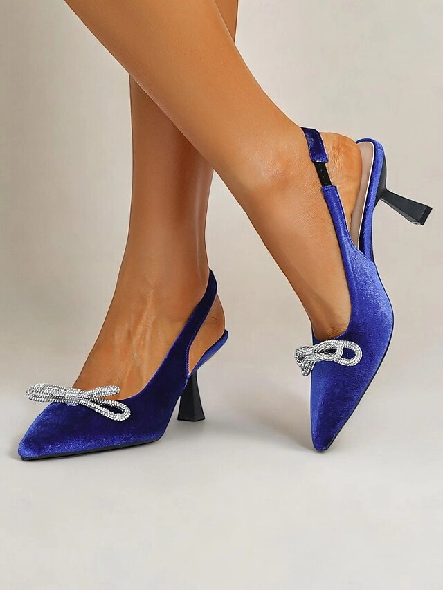 New Balance Nyrr Slingback Toe  Heels Cocktail Women's Pointed Velvet