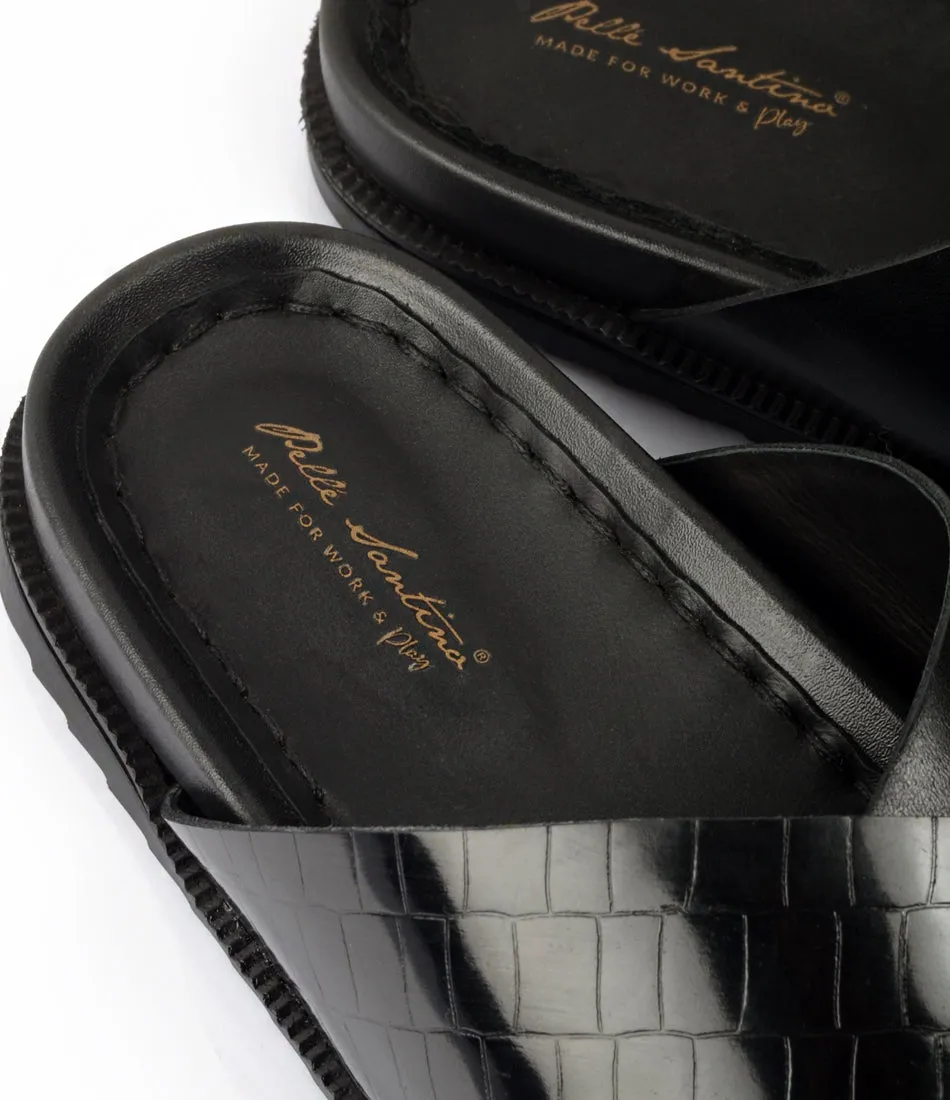 Milano Leather Slippers - Black Slippers Ornament