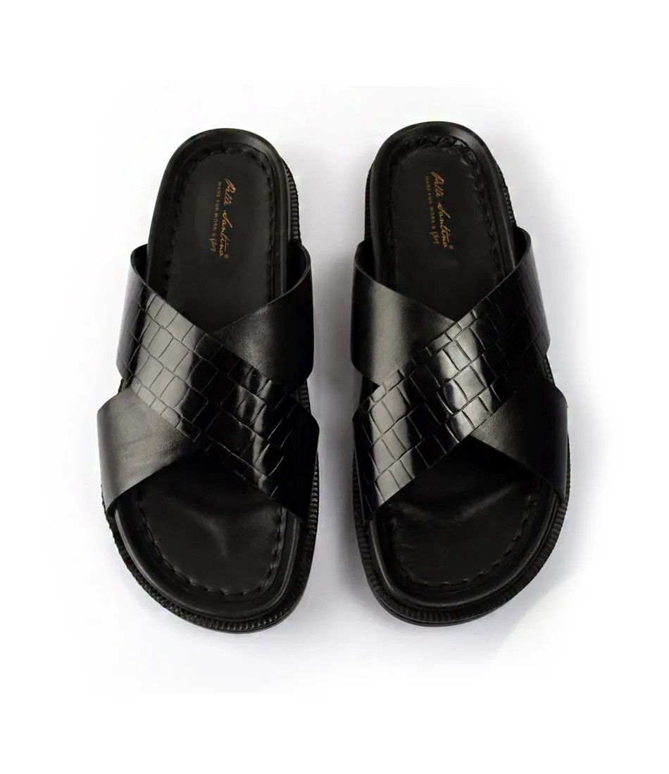 Mallard Slippers Milano Leather Slippers - Black