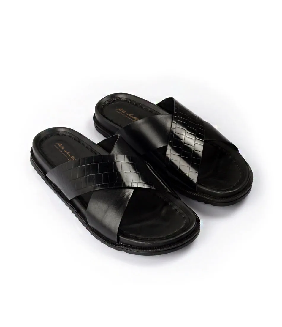 Milano Leather Slippers - Black Day Slippers