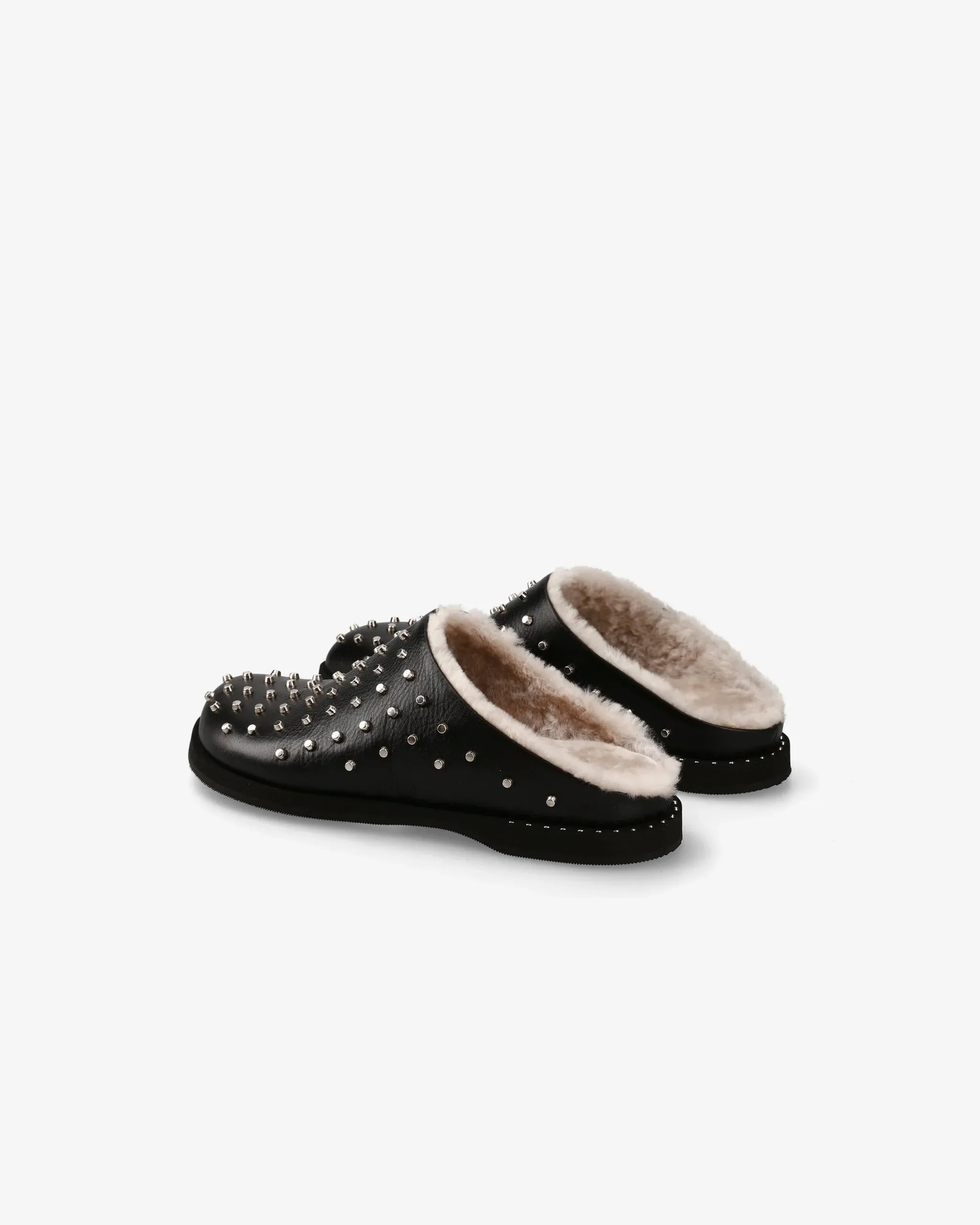 Moccasins Slippers Slippers in Sheepskin and Black Leather