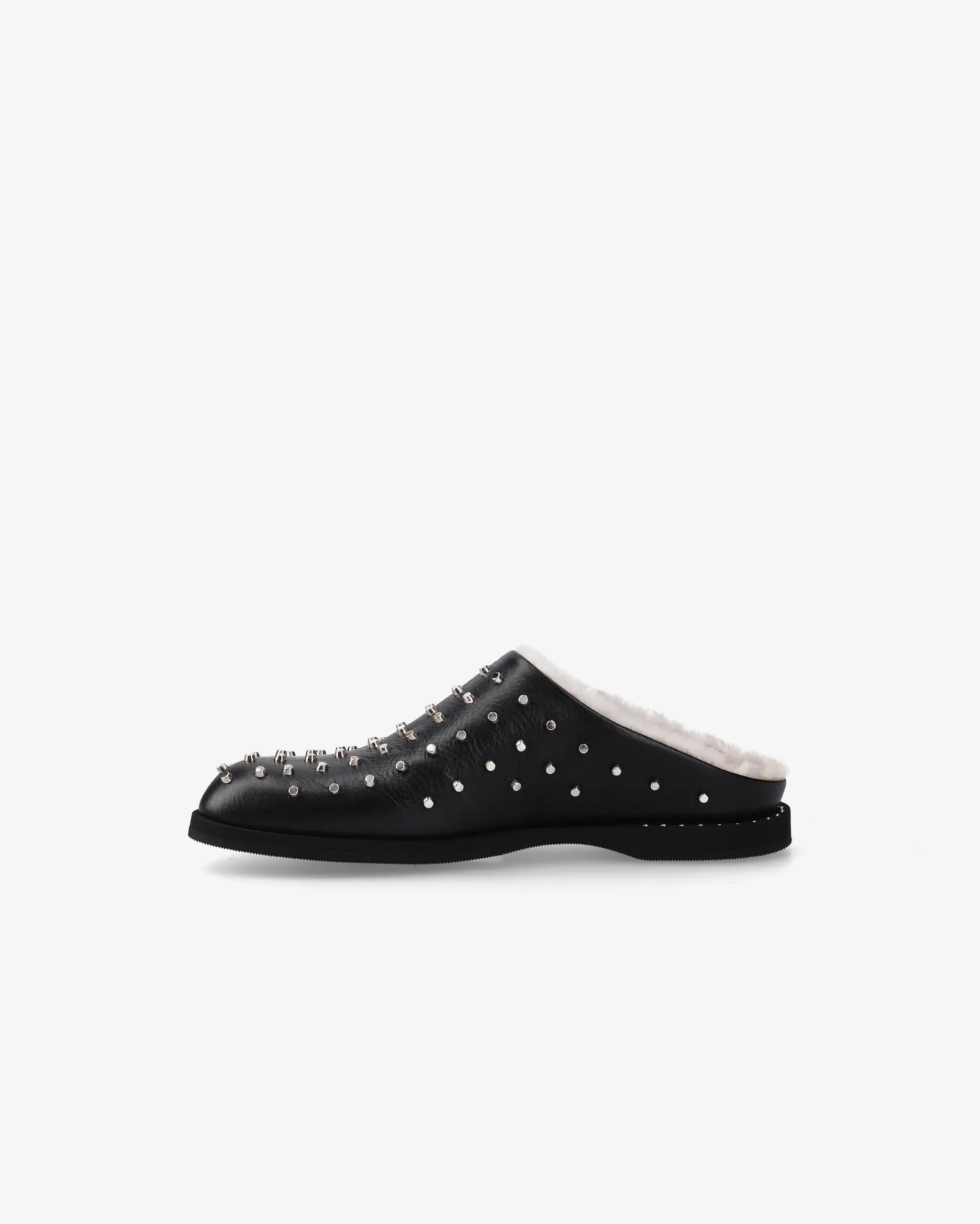 Slippers in Sheepskin and Black Leather Slip Porn