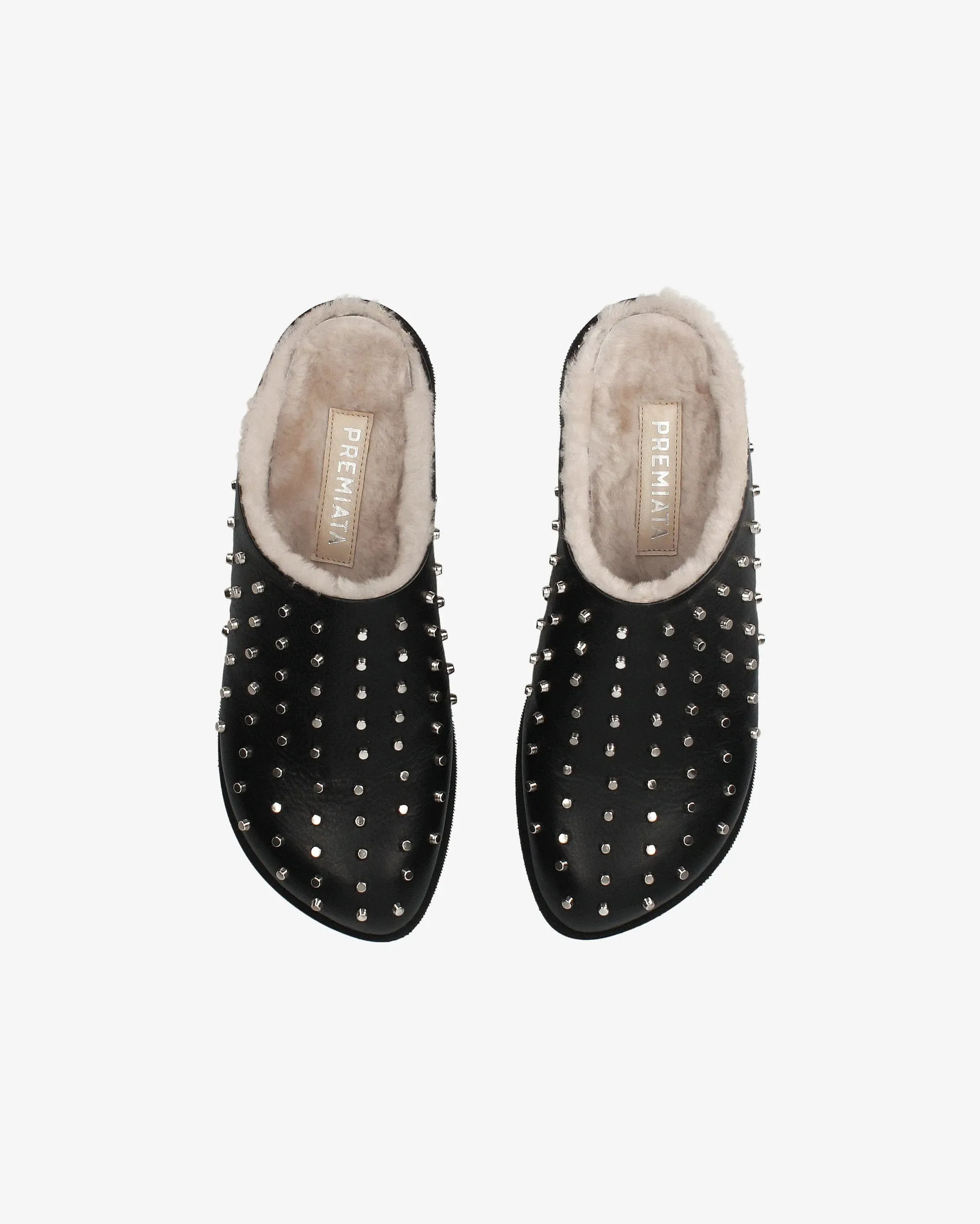 Slippers in Sheepskin and Black Leather Sprayground Slippers