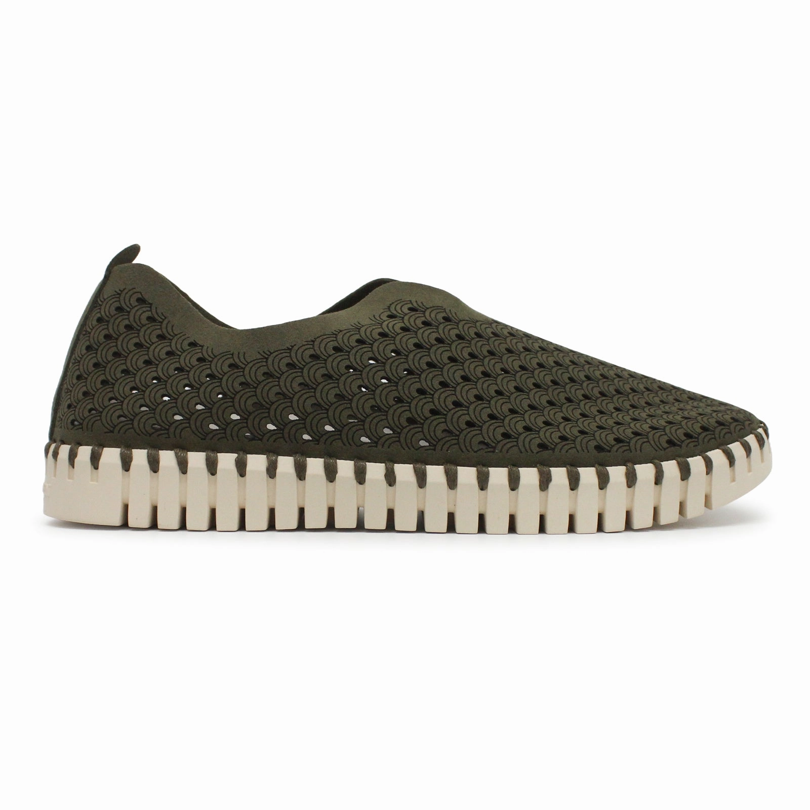 Ilse Jacobsen Tulip 3275 Textile Women's Deep Olive Slip On Shoes Calfskin Tassel Loafers