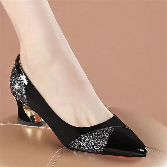 Glitter-Accented Heels Block Patent Leather Faux Women's New Balance Best Running Shoe