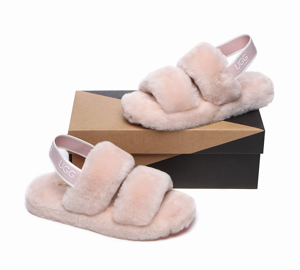 Slippers Birkenstock Women Fluffy Slides Sheepskin Wool Slingback Sandals Lonnie