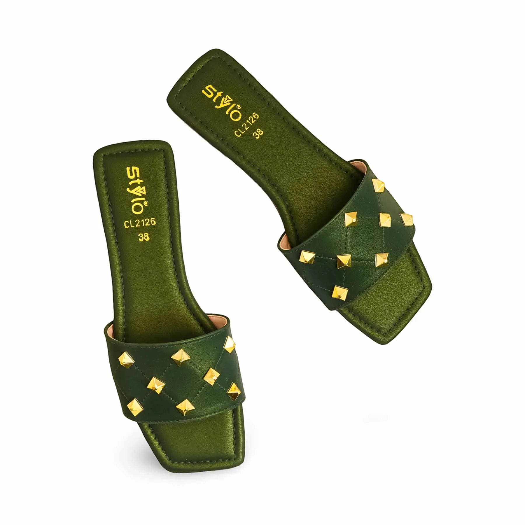 Green Casual Slipper CL2126 Slides Closed Toe