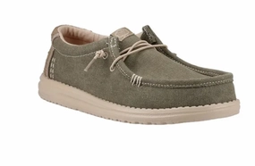 Hey Dude Wally Workwear Dusky Green/Irish cream Longwing Brogues Shoes