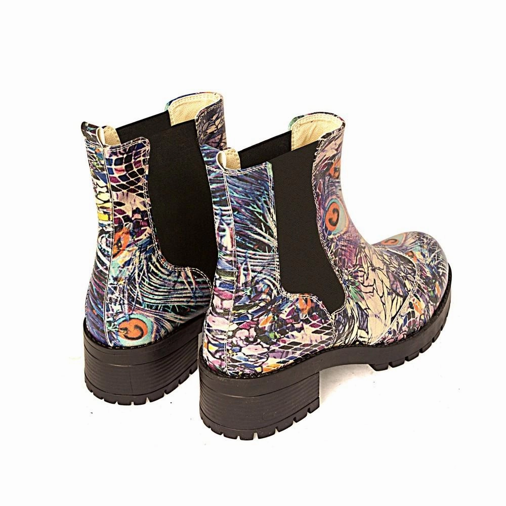 Wedge Heel Ankle Boots Paint Pattern Short Boots LAS105
