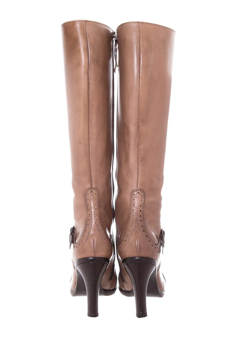 Fendi Brown Leather Tall Boots SZ 37.5 Urban Boots