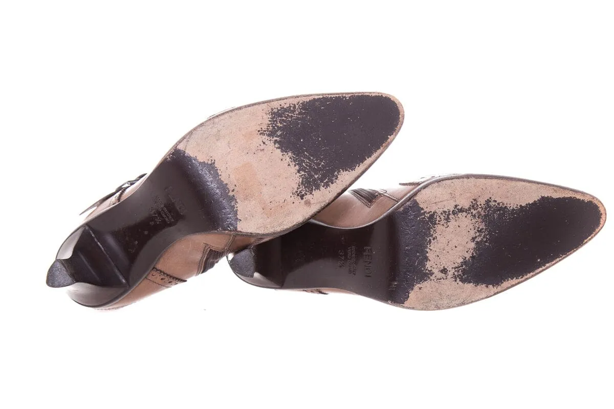 Fendi Brown Leather Tall Boots SZ 37.5 Margaux Boots