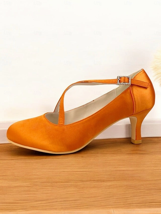 Rhinestone  Heels White Buckle Satin Elegant Cross-Strap with