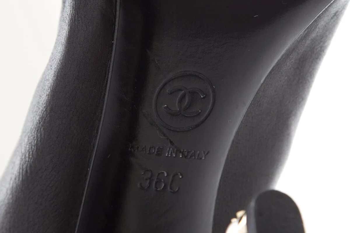 Chanel Black Leather High Boots SZ 36 Guccissima Boots