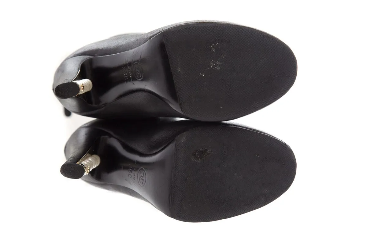 Cute Winter Boots Meaning Tiktok Chanel Black Leather High Boots SZ 36