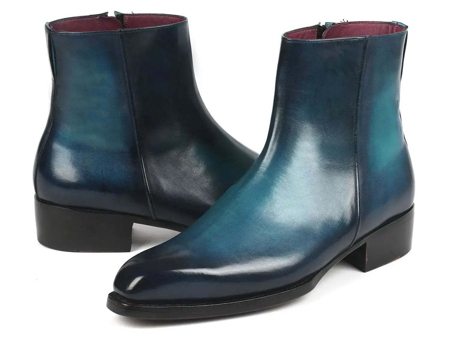 Belleville Military Boots Paul Parkman Side Zipper Boots Goodyear Welted in Blue Burnished