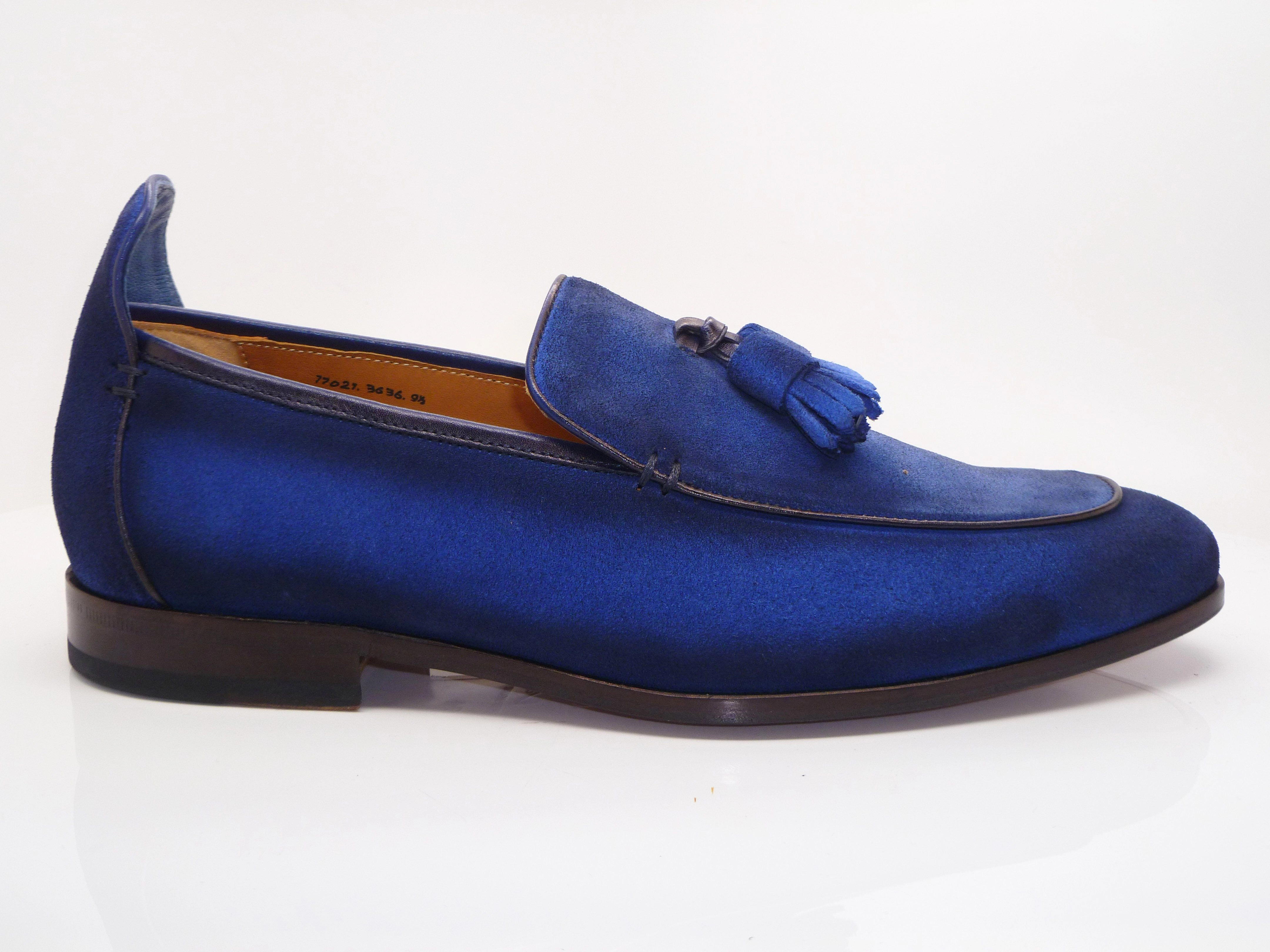 Chunky Leather Loafers Suede Slip-On Tasseled Loafer Blue