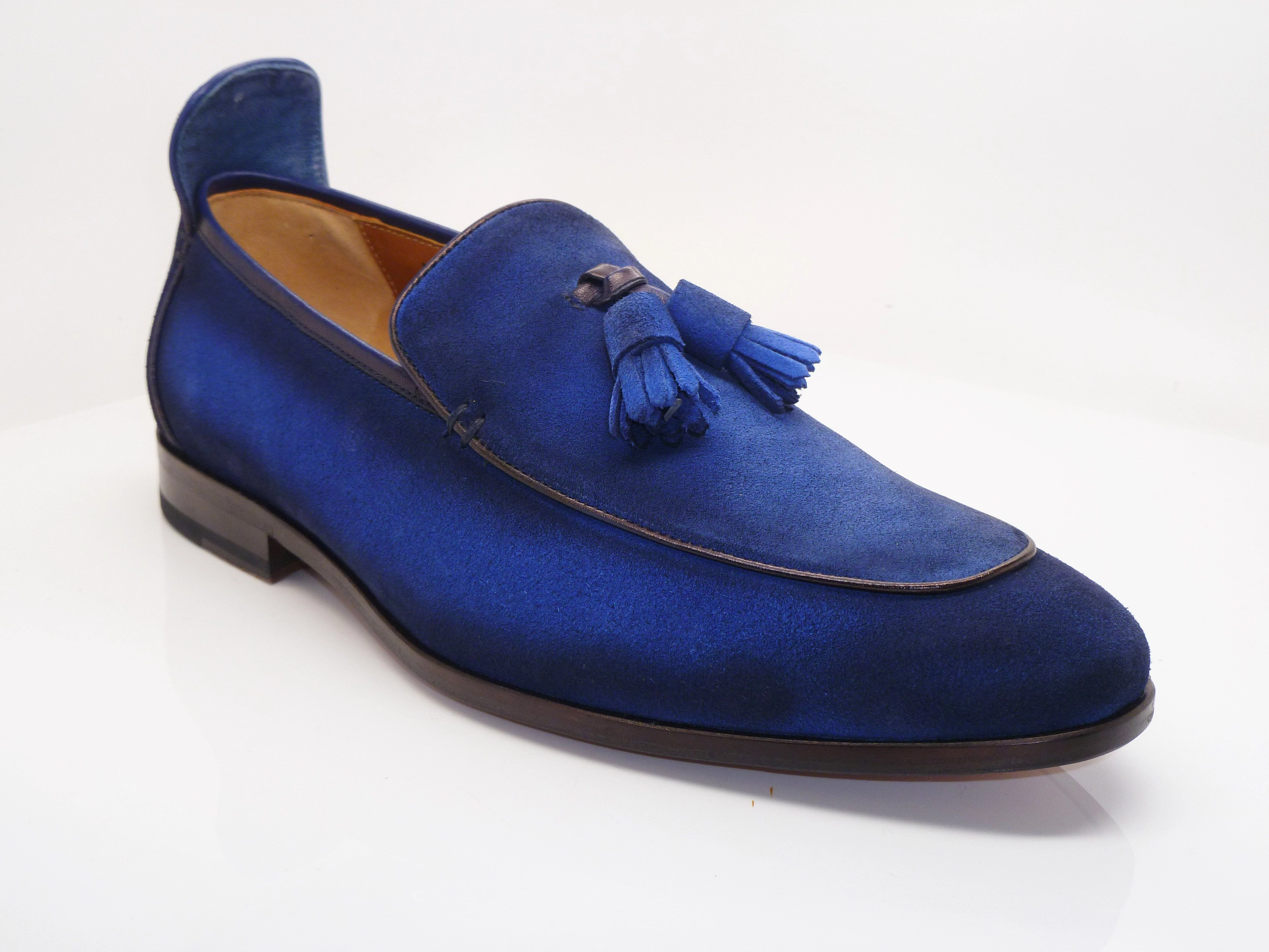 Tan Heeled Loafers Suede Slip-On Tasseled Loafer Blue