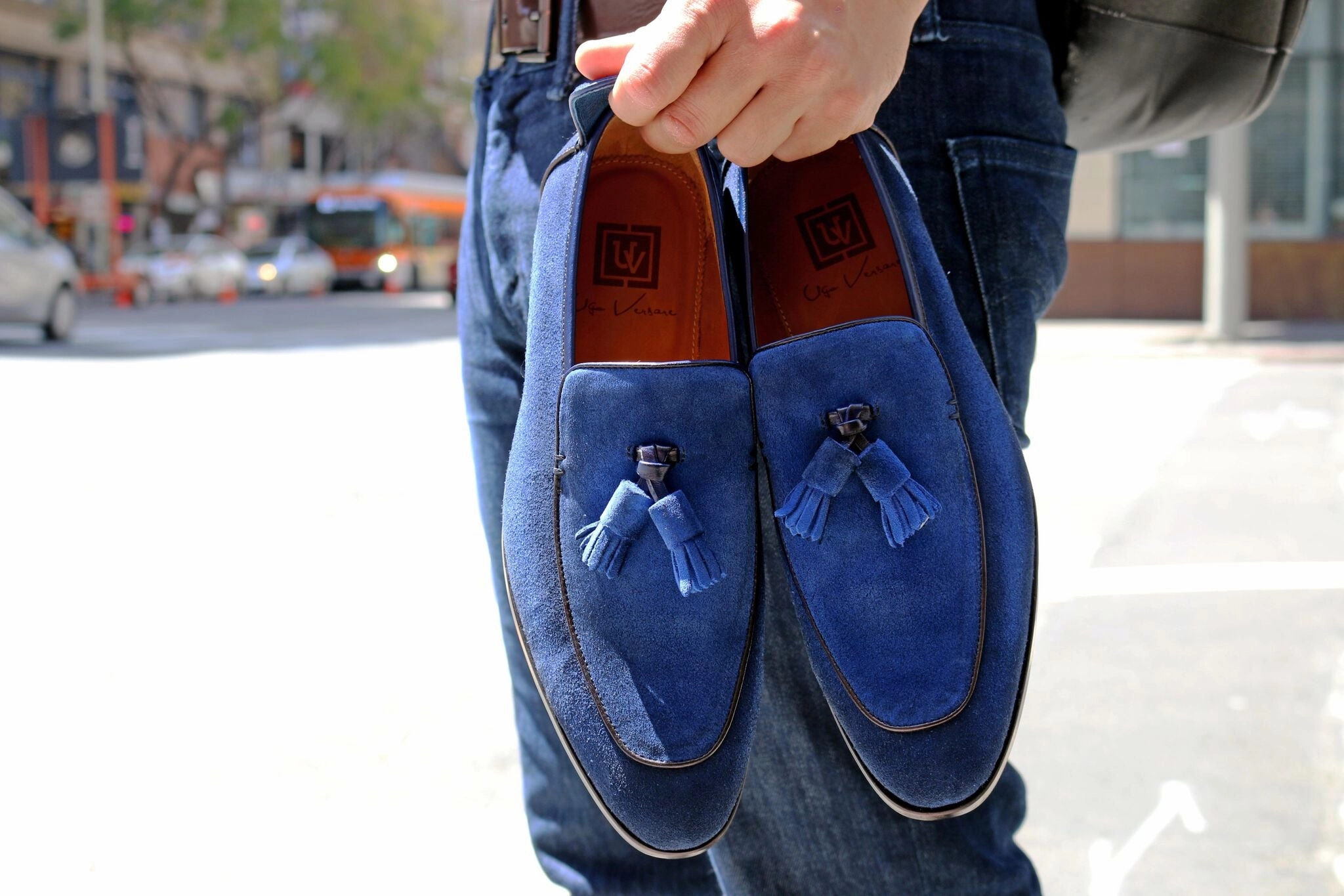 Suede Slip-On Tasseled Loafer Blue Tory Loafers