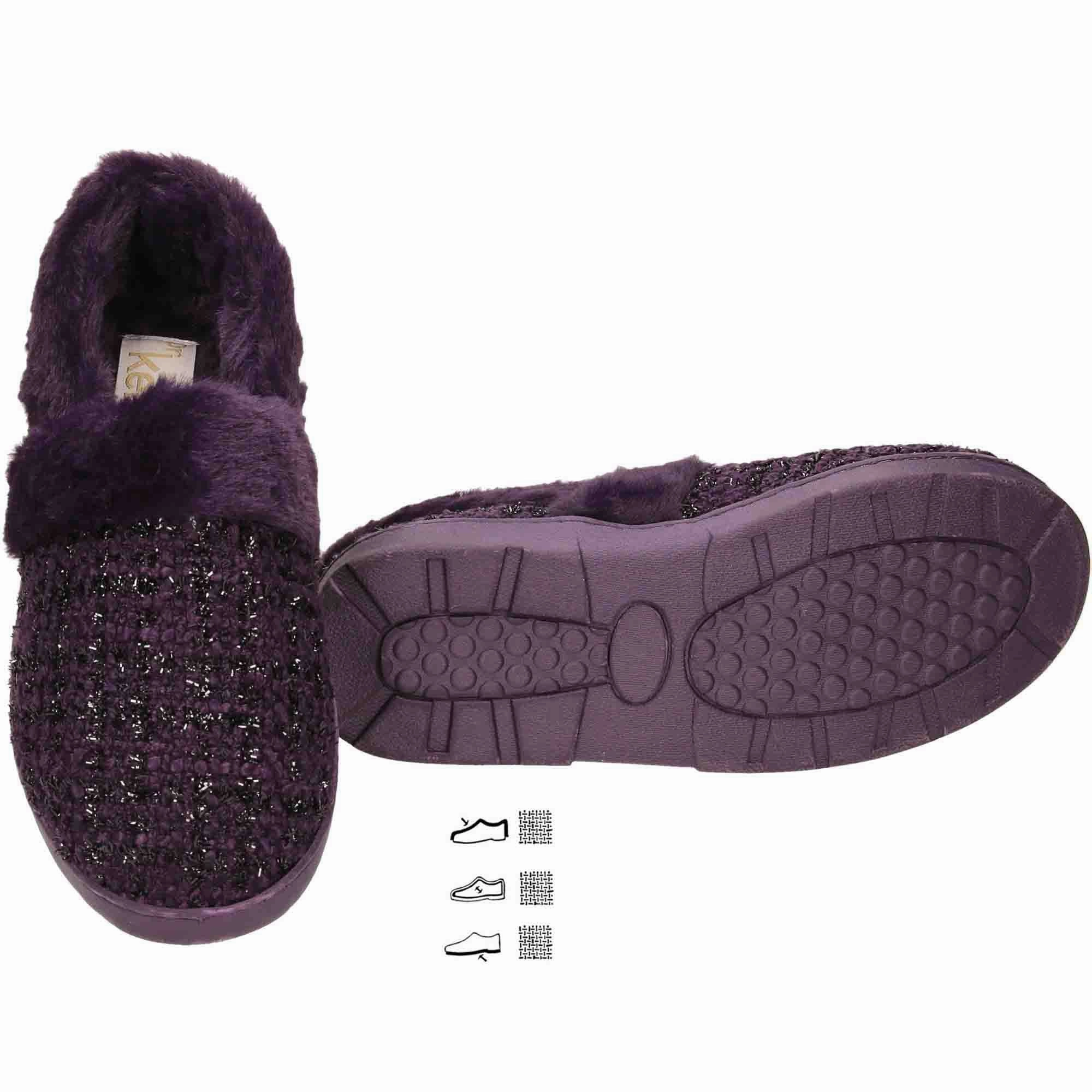 Purple Slippers Glitter House Shoes Dr Keller Slippers With Shearling Lining