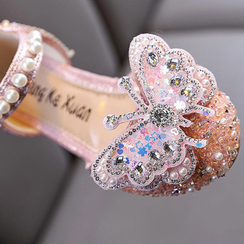 New Girls Princess Diamond Leather Shoes