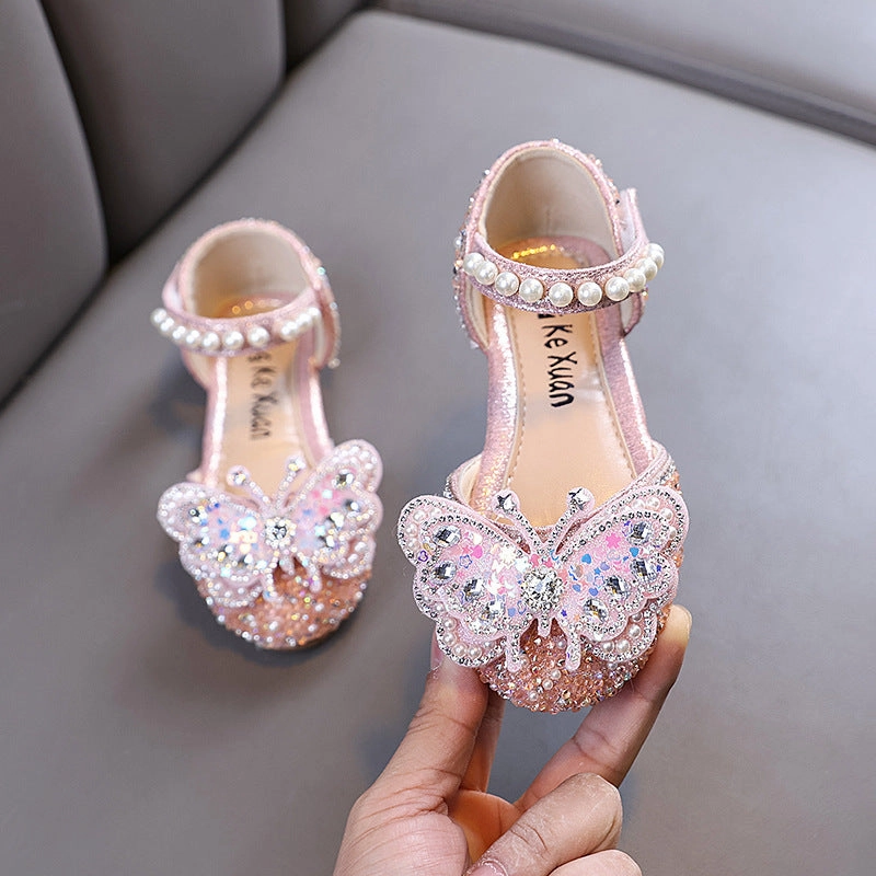 New Girls Princess Diamond Leather Shoes