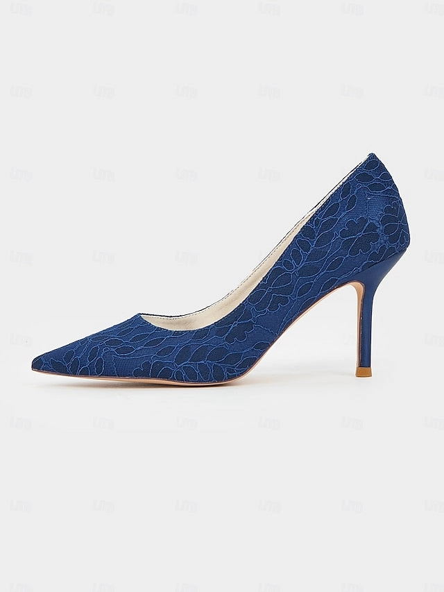 Women's Lace-Embroidered - Pointed-Toe Heels Stiletto