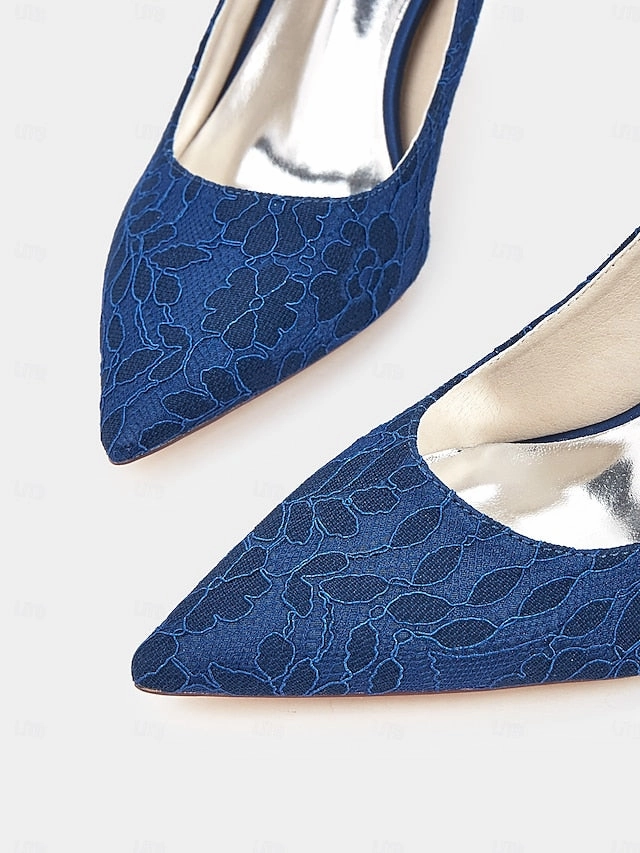 Women's Lace-Embroidered - Pointed-Toe Heels Stiletto