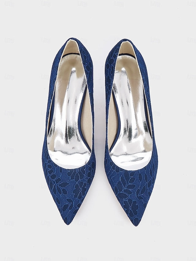 Women's Lace-Embroidered - Pointed-Toe Heels Stiletto