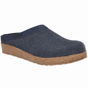 Hello Slippers Marshalls Haflinger GZL79 Grizzly Wool Clog CAP BLUE (Uni)