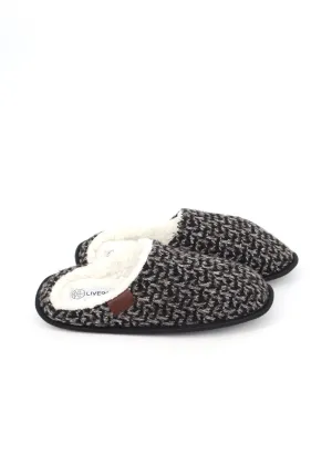 Cat With Slippers Men's Textured Slippers,Dark Grey