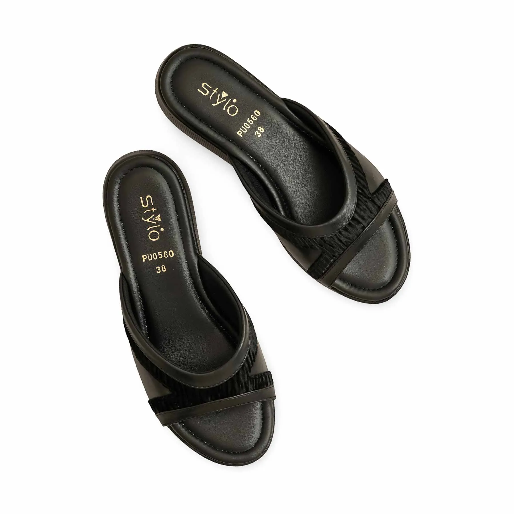 Black Formal Slipper PU0560 Vanuba Slippers