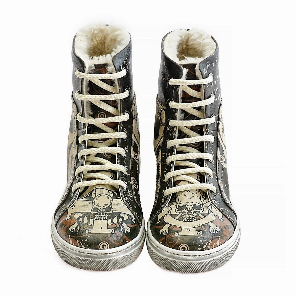 Skull Short Boots JAS107 Black High Heel Boots