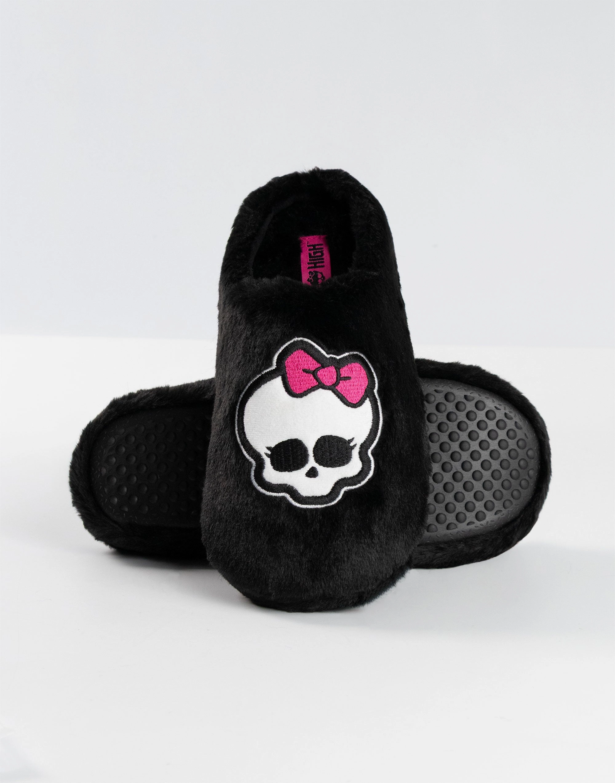 Monster High Womens Black Mule Slippers Reindeer Slippers