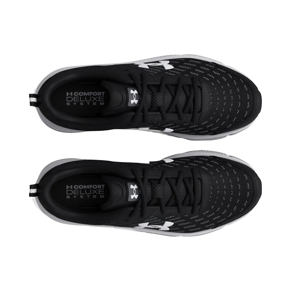 Under Armour Men's Charged Assert 10 Sneaker in Black/White Best Running Shoes For Shin Pain