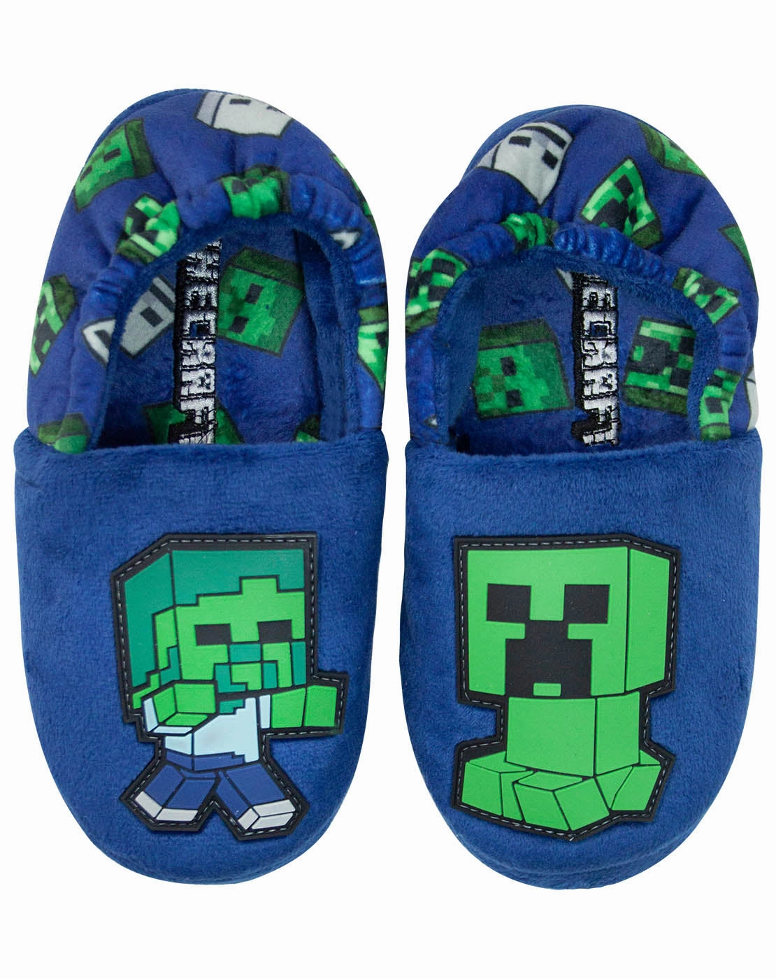 Tory Slippers Minecraft Creeper vs Zombie Boys Blue Slipper Kids House Shoe - Blue