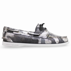 Socks With Loafers Sperry Authentic Original Vida Full Grain Leather Women's Boat Camo Grey Multi Shoes