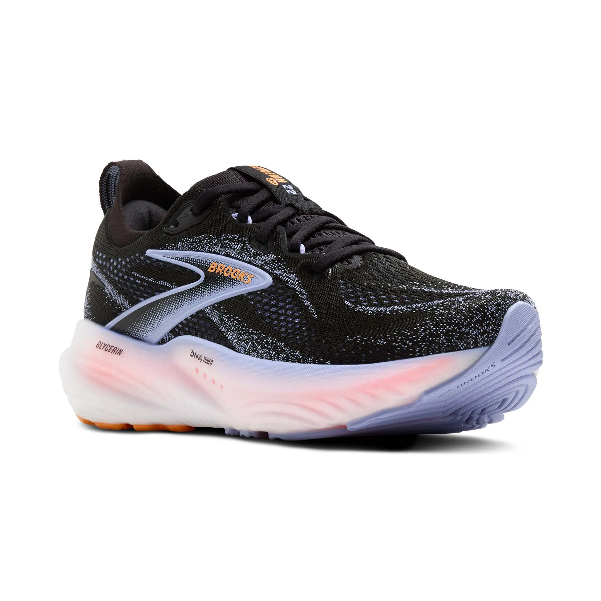 Best Running Shoes For Asphalt Brooks | Women's Glycerin 22 Running Shoes - Black/Blue Heron/Orange