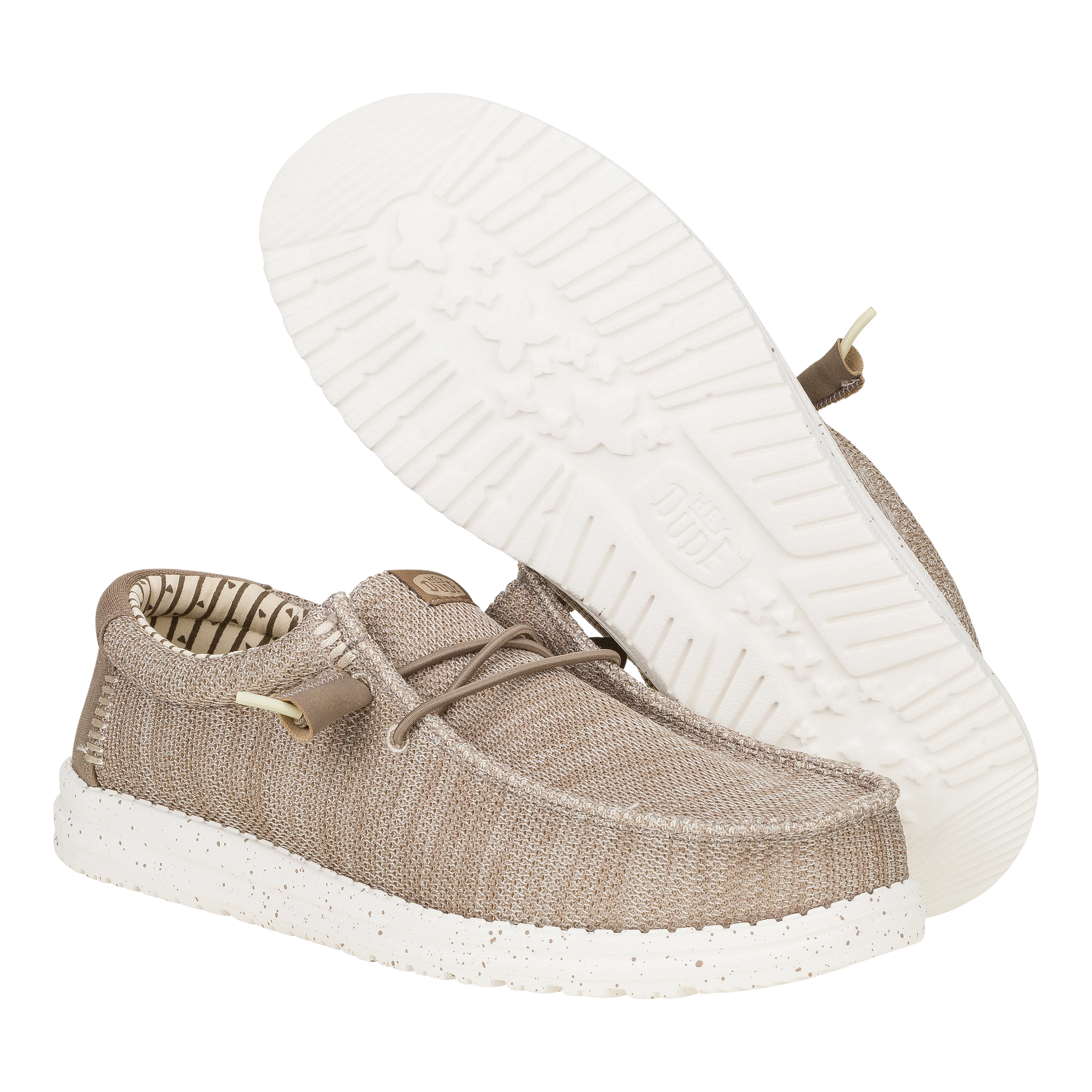 White Leather Lace Up Shoes Wally Stretch Sox Wide - Tan