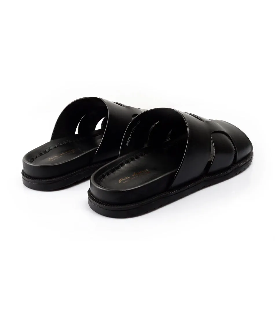Verona Leather Slippers - Black Elf Slippers