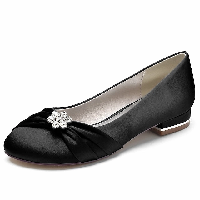 Wedding Women's with Light Flats Satin Rhinestone Blue