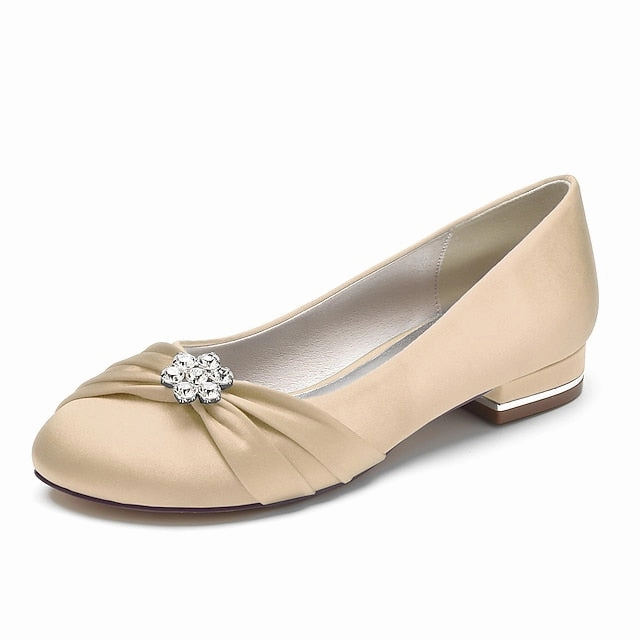 Wedding Women's with Light Flats Satin Rhinestone Blue