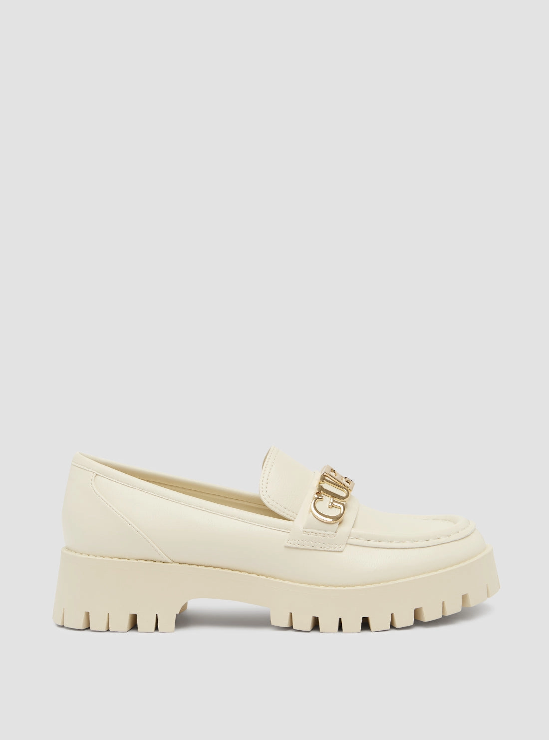 White Ashli Chunky Loafers Vibram Sole Loafers