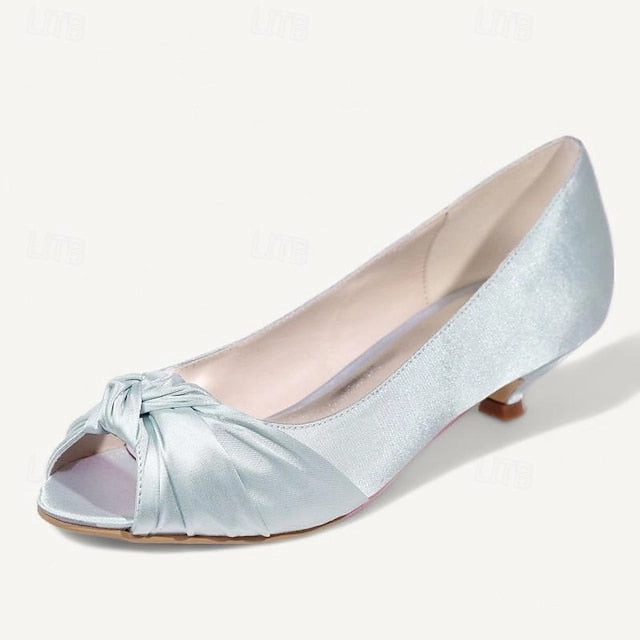 Women's Heels Blush Kitten Peep-Toe Pink - Elegant Satin