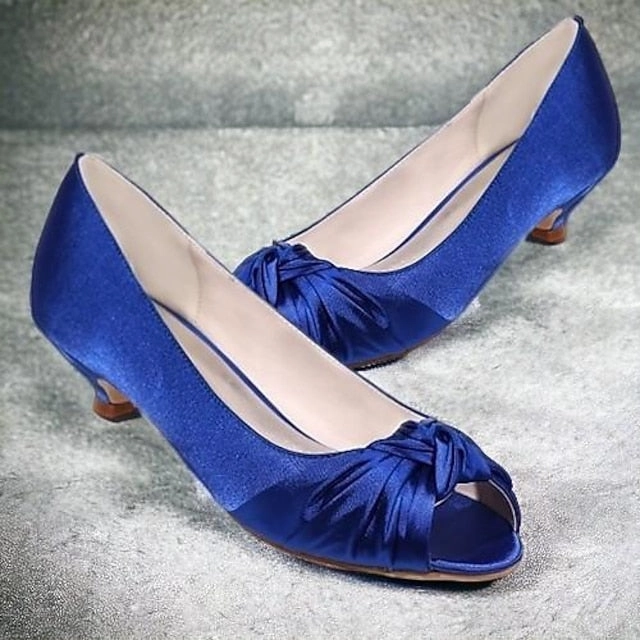 Women's Heels Blush Kitten Peep-Toe Pink - Elegant Satin