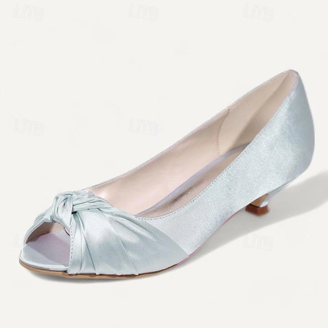 Women's Heels Blush Kitten Peep-Toe Pink - Elegant Satin