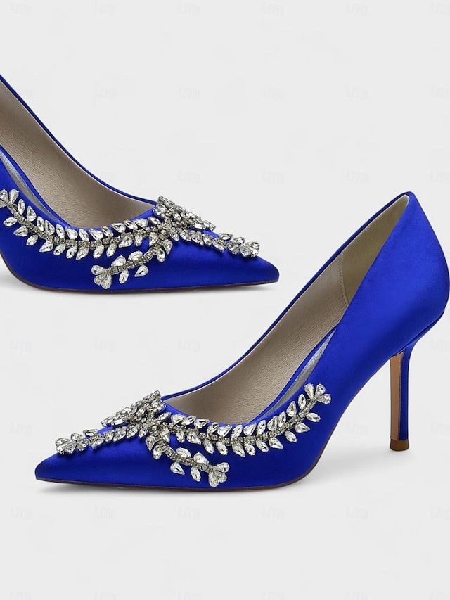 Women's Heels Rhinestone-Embellished Stiletto Satin 